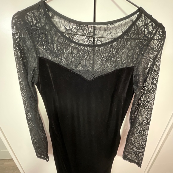Velvet black dress with lace H&M - Picture 4 of 8